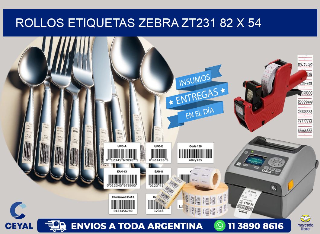 ROLLOS ETIQUETAS Zebra ZT231 82 x 54