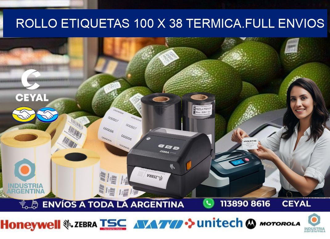 Rollo etiquetas 100 x 38 termica.full envios