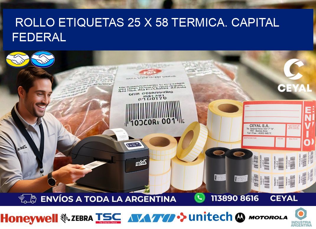 Rollo etiquetas 25 x 58 termica. Capital Federal