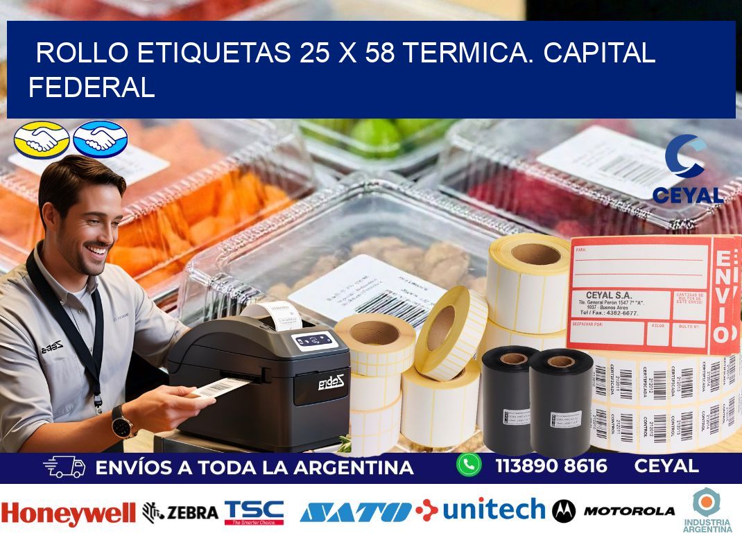 Rollo etiquetas 25 x 58 termica. Capital Federal