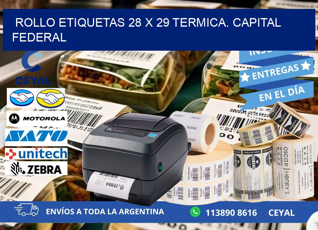 Rollo etiquetas 28 x 29 termica. Capital Federal