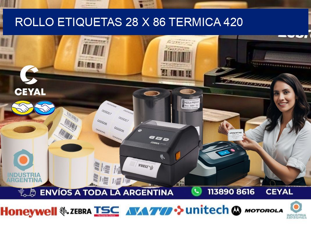 Rollo etiquetas 28 x 86 termica 420