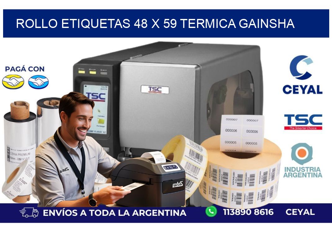 Rollo etiquetas 48 x 59 termica gainsha