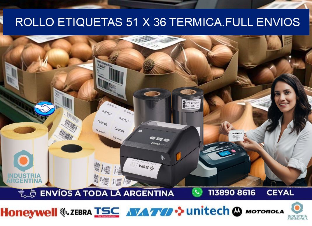 Rollo etiquetas 51 x 36 termica.full envios