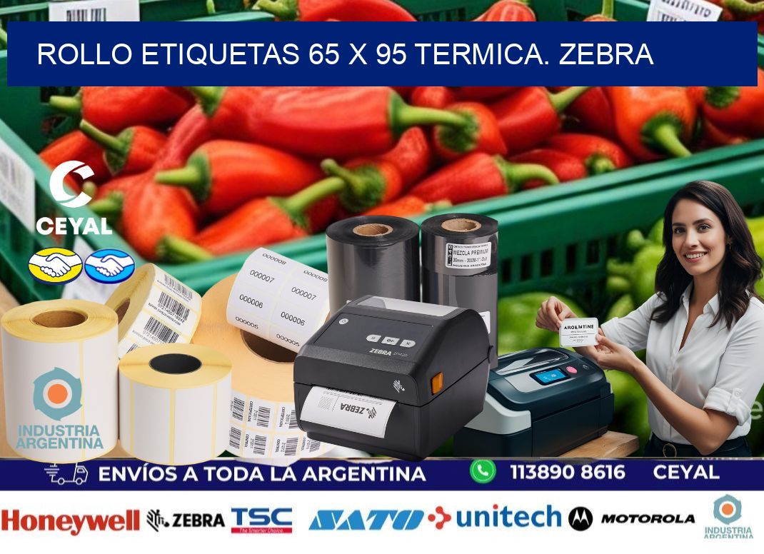 Rollo etiquetas 65 x 95 termica. zebra