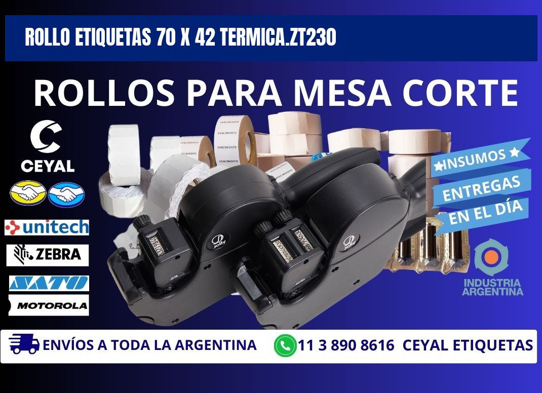 Rollo etiquetas 70 x 42 termica.zt230