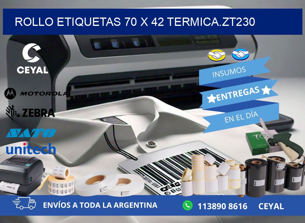 Rollo etiquetas 70 x 42 termica.zt230