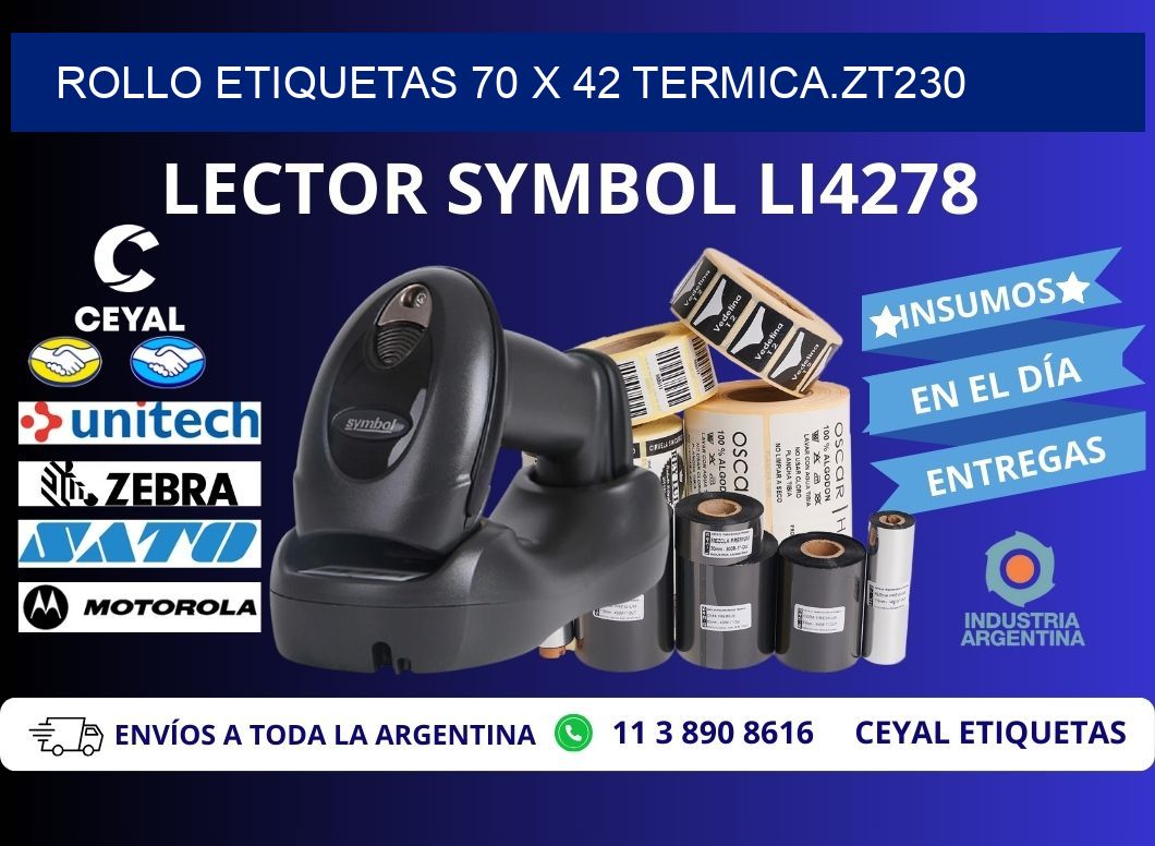 Rollo etiquetas 70 x 42 termica.zt230