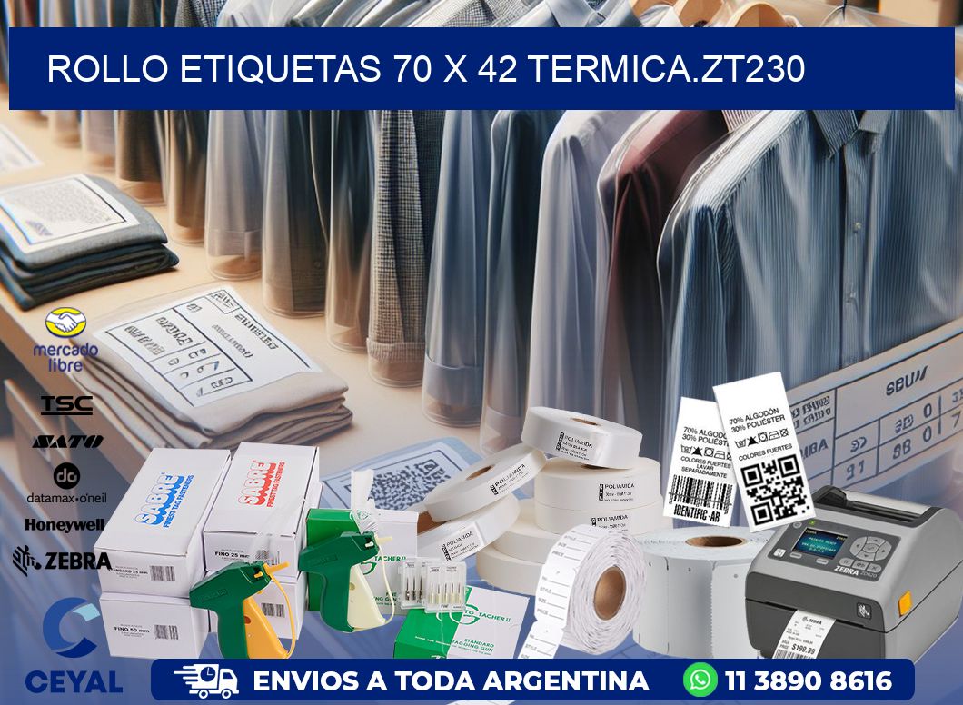 Rollo etiquetas 70 x 42 termica.zt230