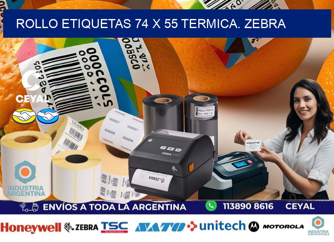 Rollo etiquetas 74 x 55 termica. zebra