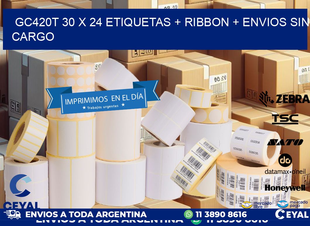 GC420T 30 x 24 etiquetas + ribbon + envios sin cargo