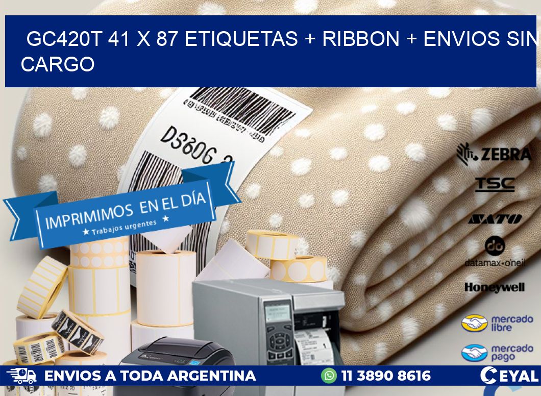GC420T 41 x 87 etiquetas + ribbon + envios sin cargo