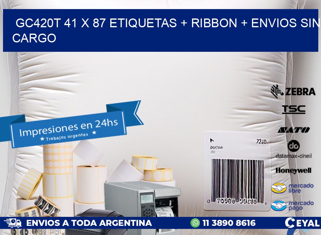 GC420T 41 x 87 etiquetas + ribbon + envios sin cargo