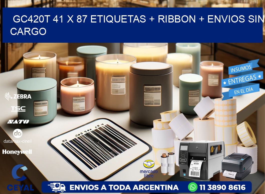 GC420T 41 x 87 etiquetas + ribbon + envios sin cargo