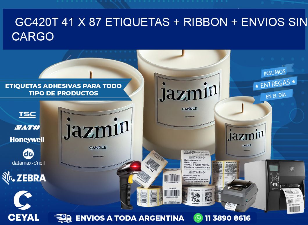 GC420T 41 x 87 etiquetas + ribbon + envios sin cargo