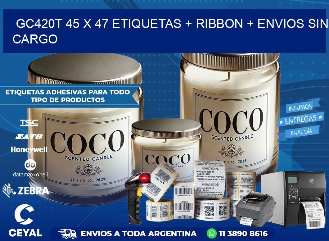 GC420T 45 x 47 etiquetas + ribbon + envios sin cargo