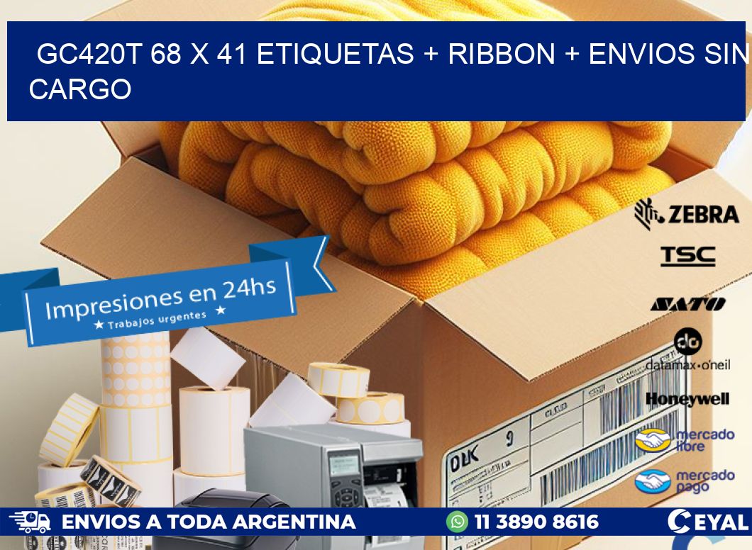 GC420T 68 x 41 etiquetas + ribbon + envios sin cargo