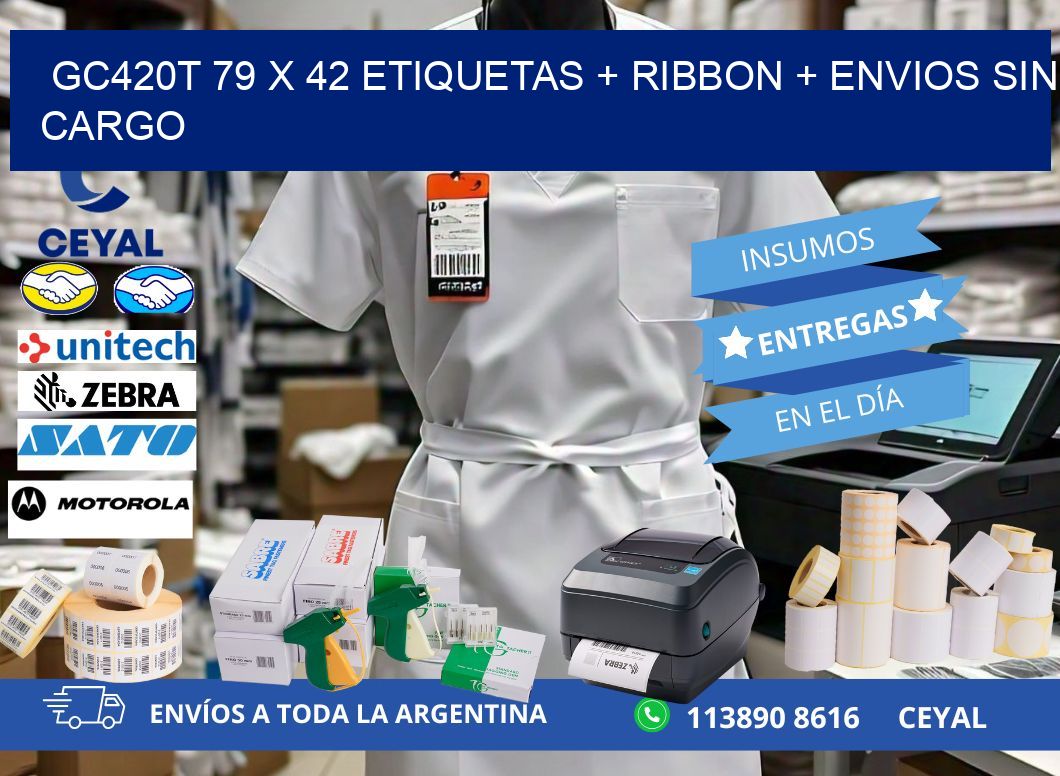 GC420T 79 x 42 etiquetas + ribbon + envios sin cargo