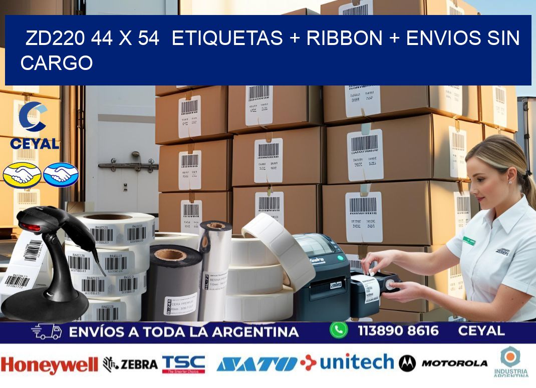 ZD220 44 x 54  etiquetas + ribbon + envios sin cargo