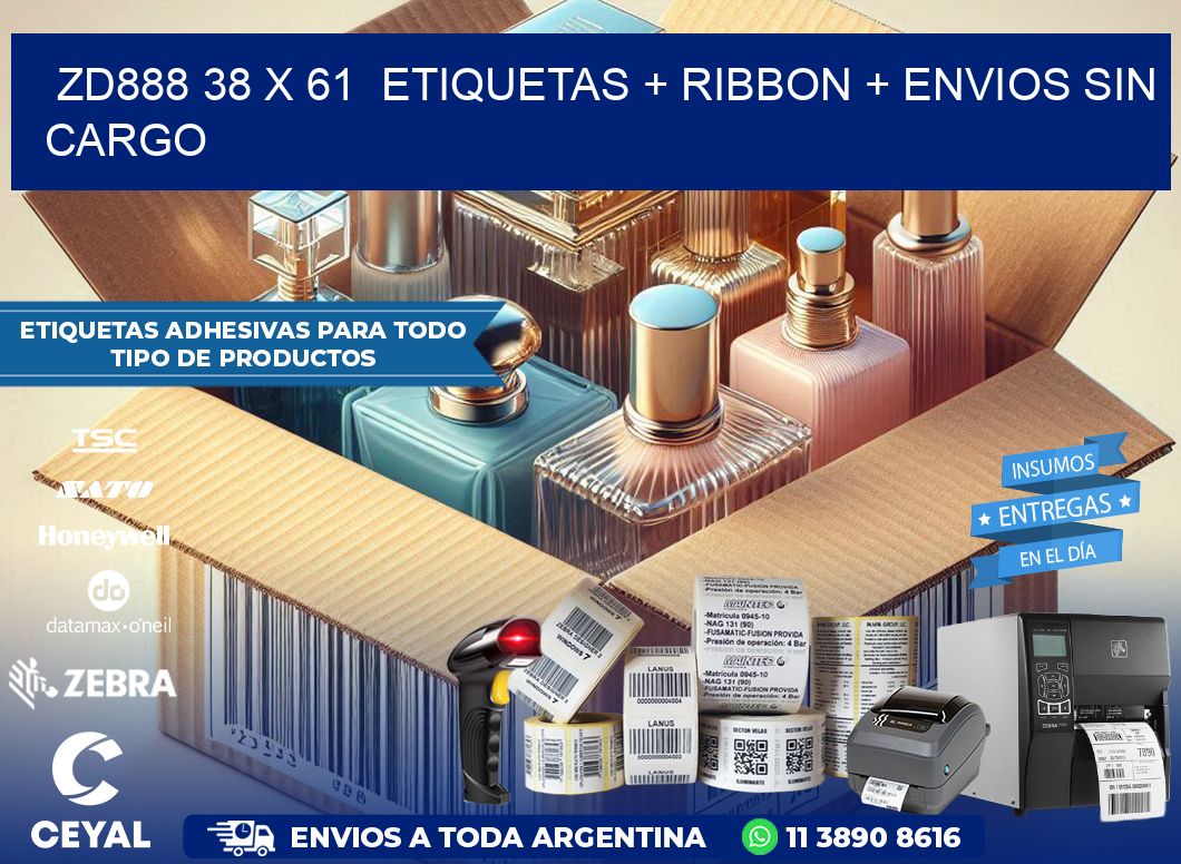 ZD888 38 x 61  etiquetas + ribbon + envios sin cargo