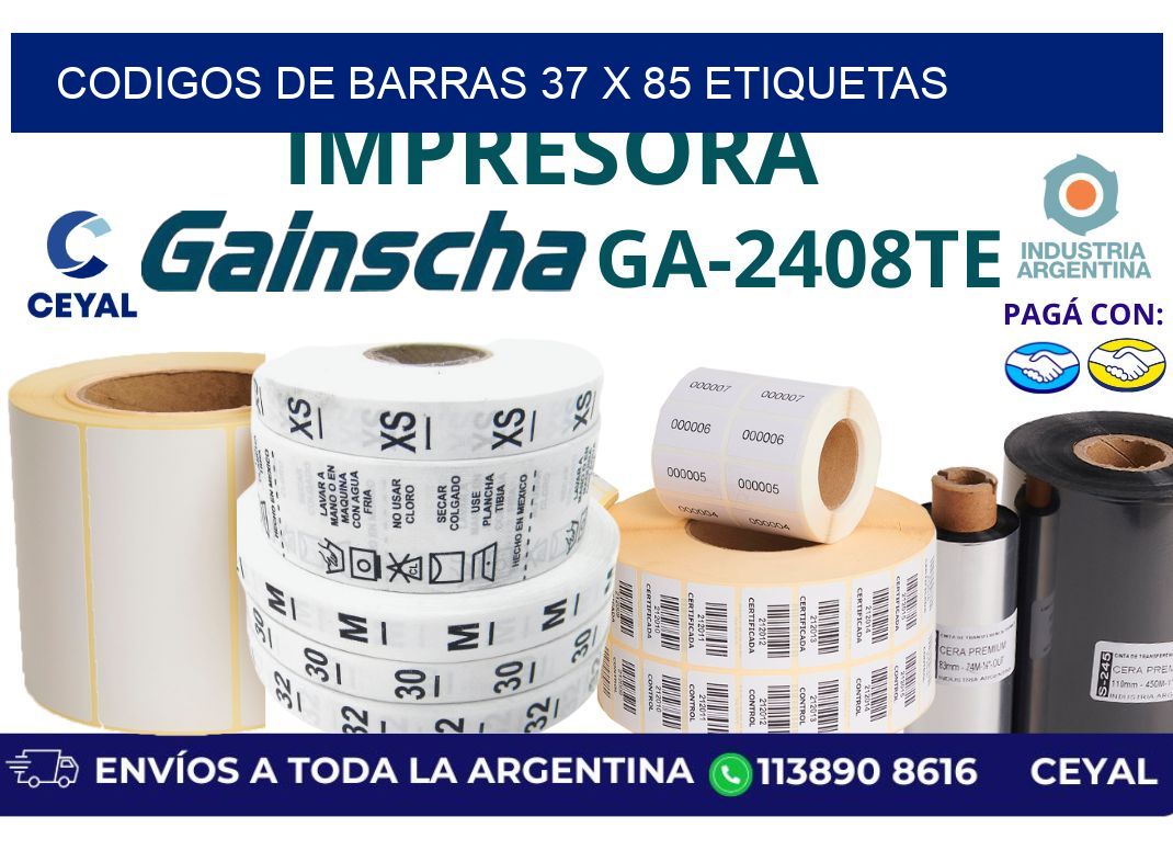 codigos de barras 37 x 85 etiquetas