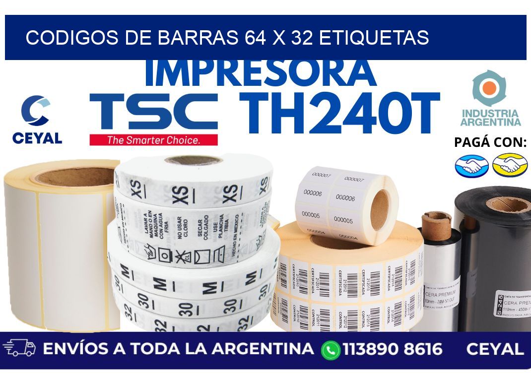 codigos de barras 64 x 32 etiquetas