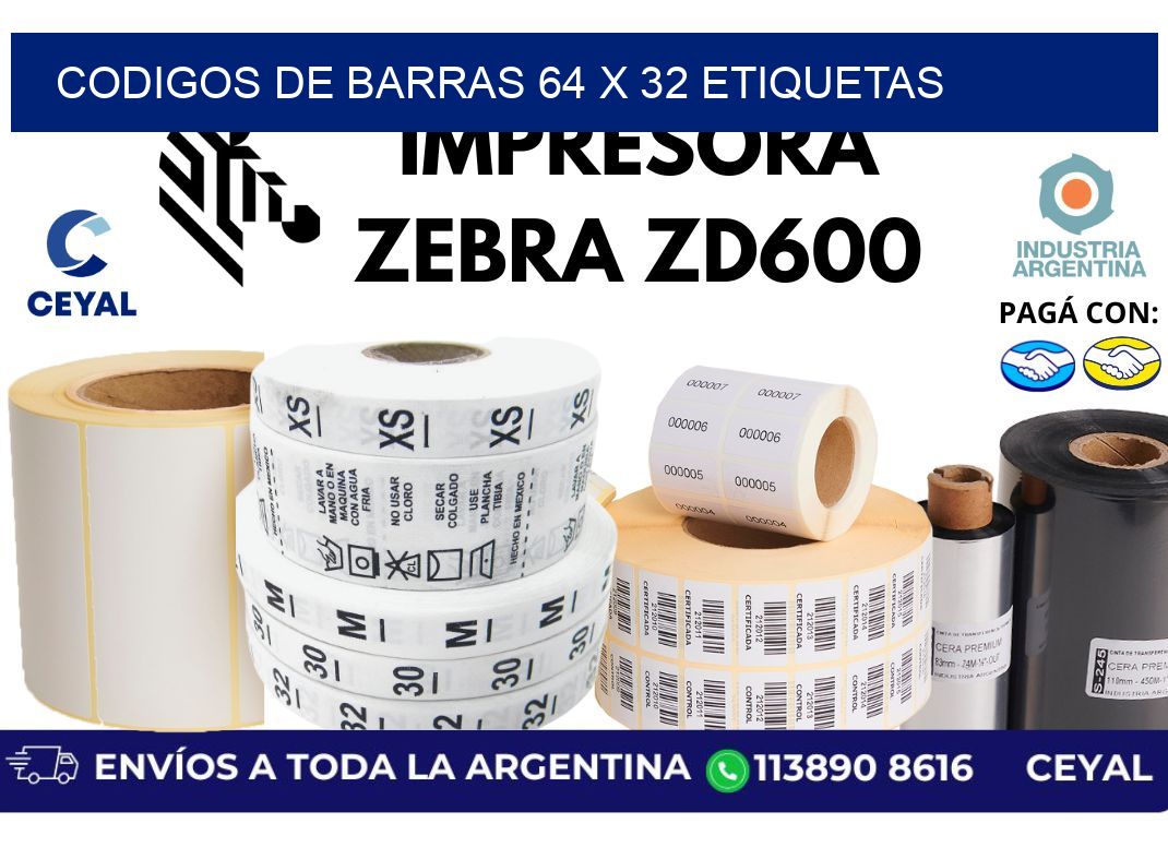 codigos de barras 64 x 32 etiquetas