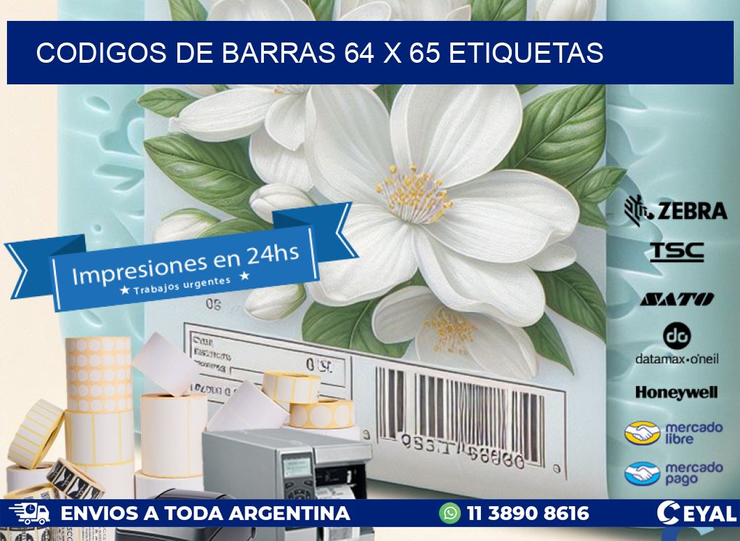 codigos de barras 64 x 65 etiquetas