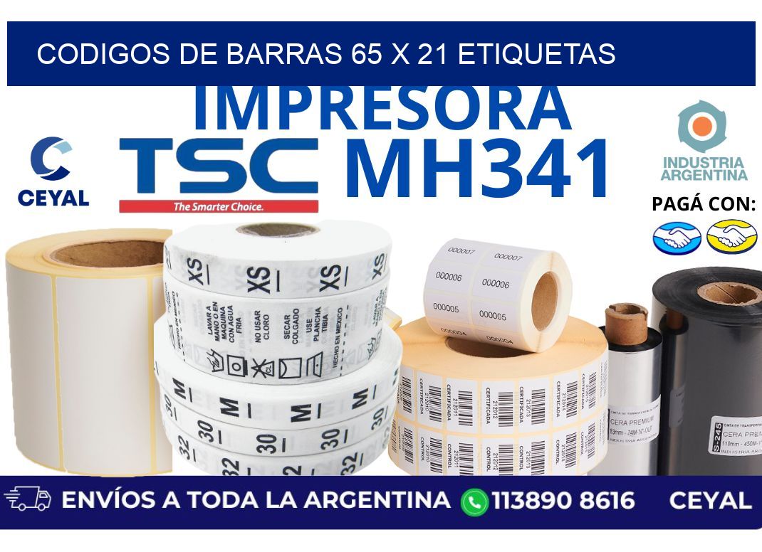 codigos de barras 65 x 21 etiquetas