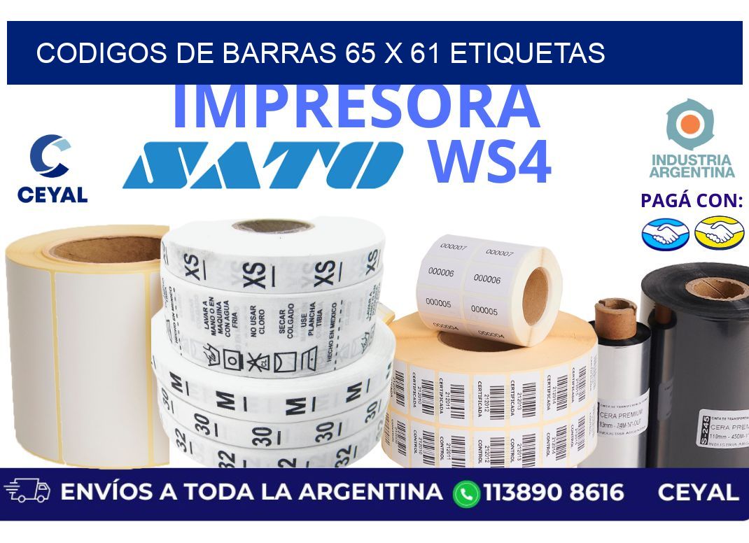 codigos de barras 65 x 61 etiquetas