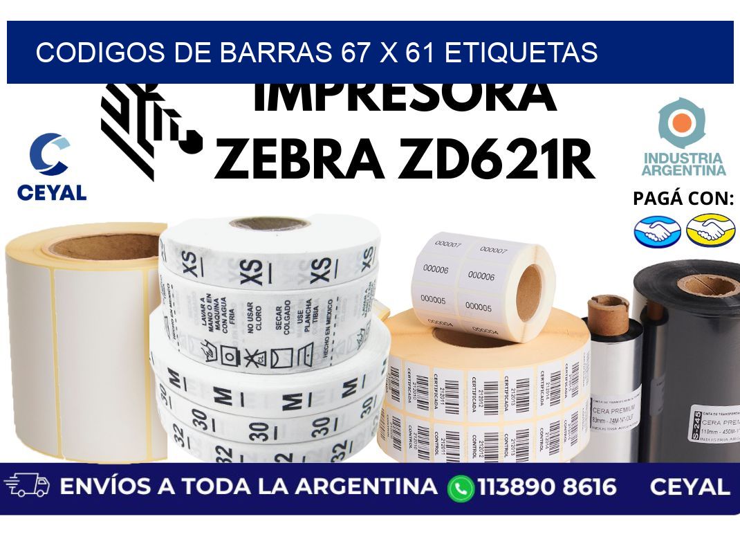 codigos de barras 67 x 61 etiquetas