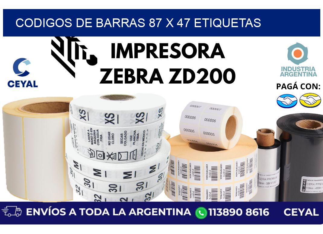 codigos de barras 87 x 47 etiquetas