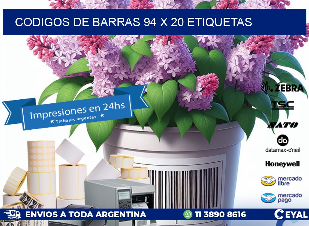 codigos de barras 94 x 20 etiquetas