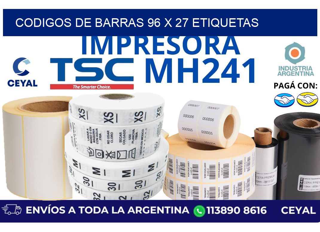 codigos de barras 96 x 27 etiquetas