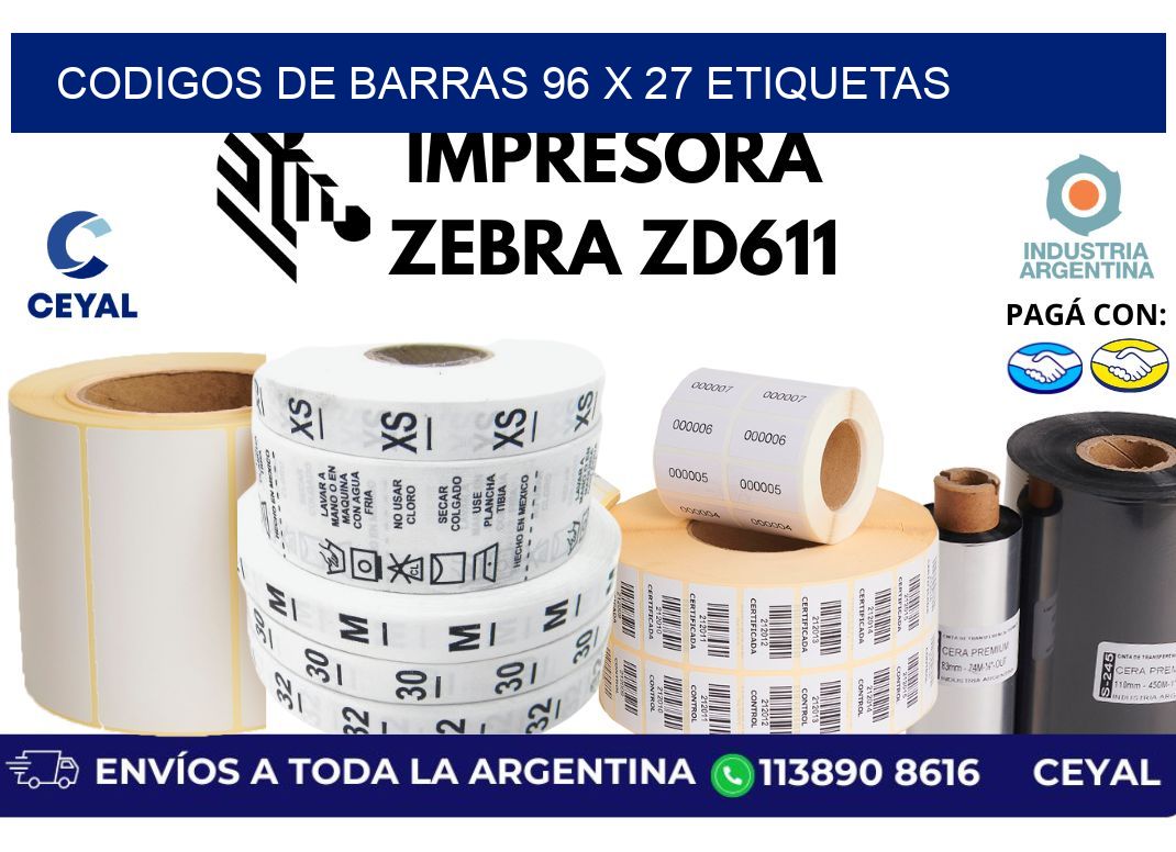codigos de barras 96 x 27 etiquetas