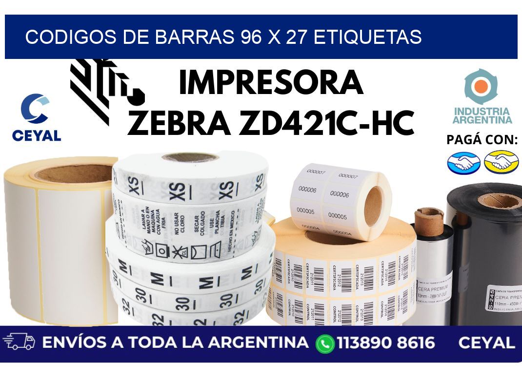 codigos de barras 96 x 27 etiquetas