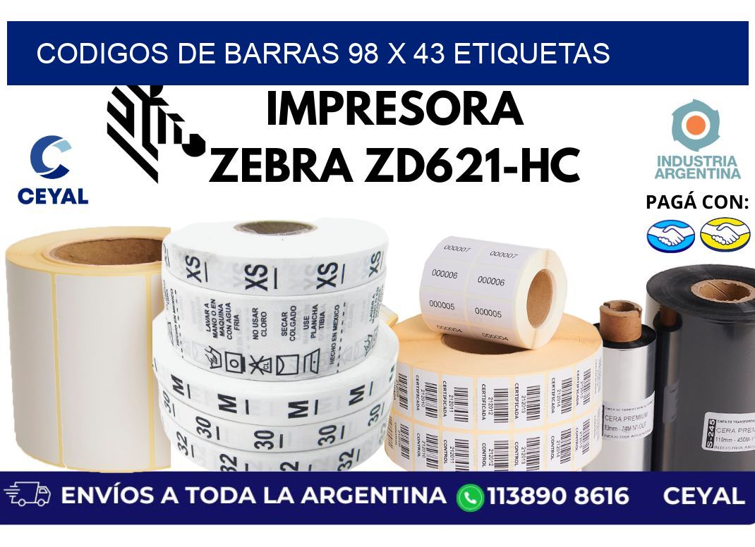 codigos de barras 98 x 43 etiquetas