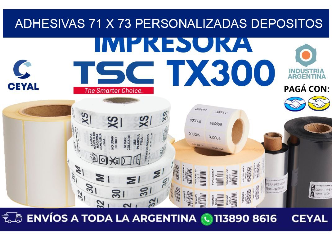 adhesivas 71 x 73 personalizadas depositos