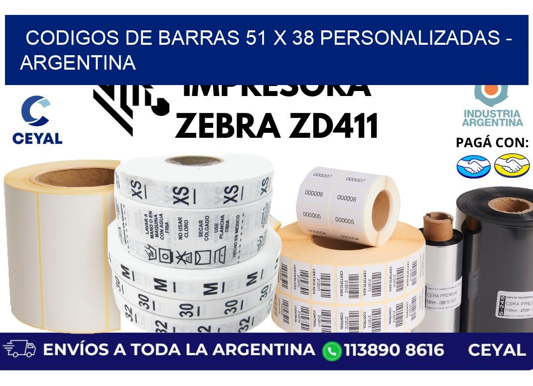 codigos de barras 51 x 38 personalizadas - Argentina