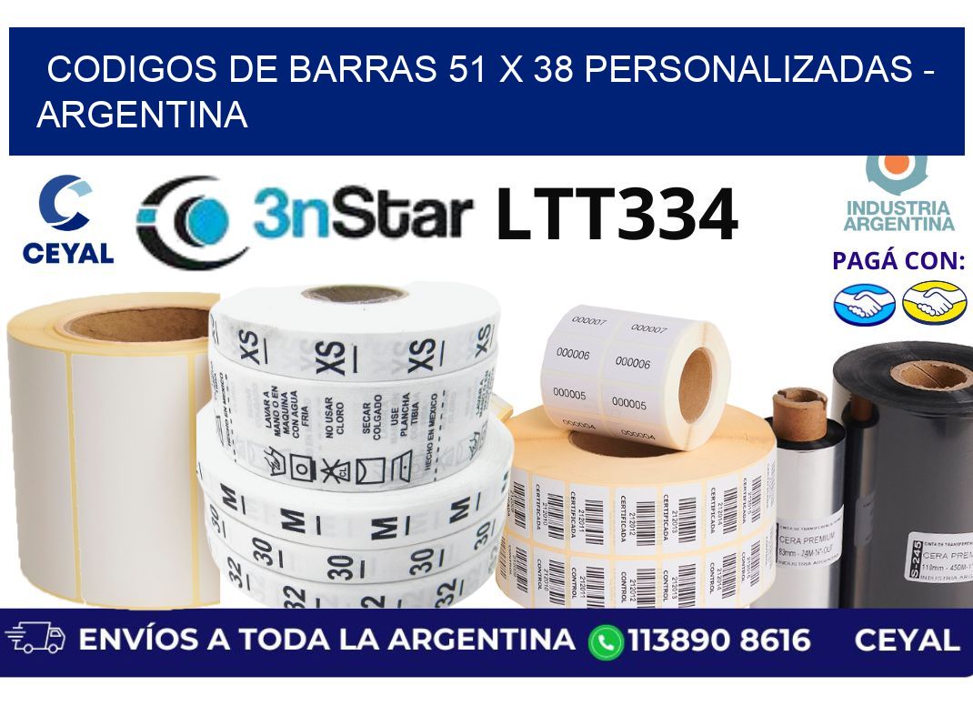 codigos de barras 51 x 38 personalizadas - Argentina