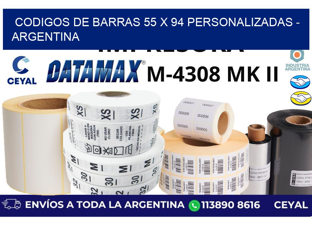 codigos de barras 55 x 94 personalizadas - Argentina