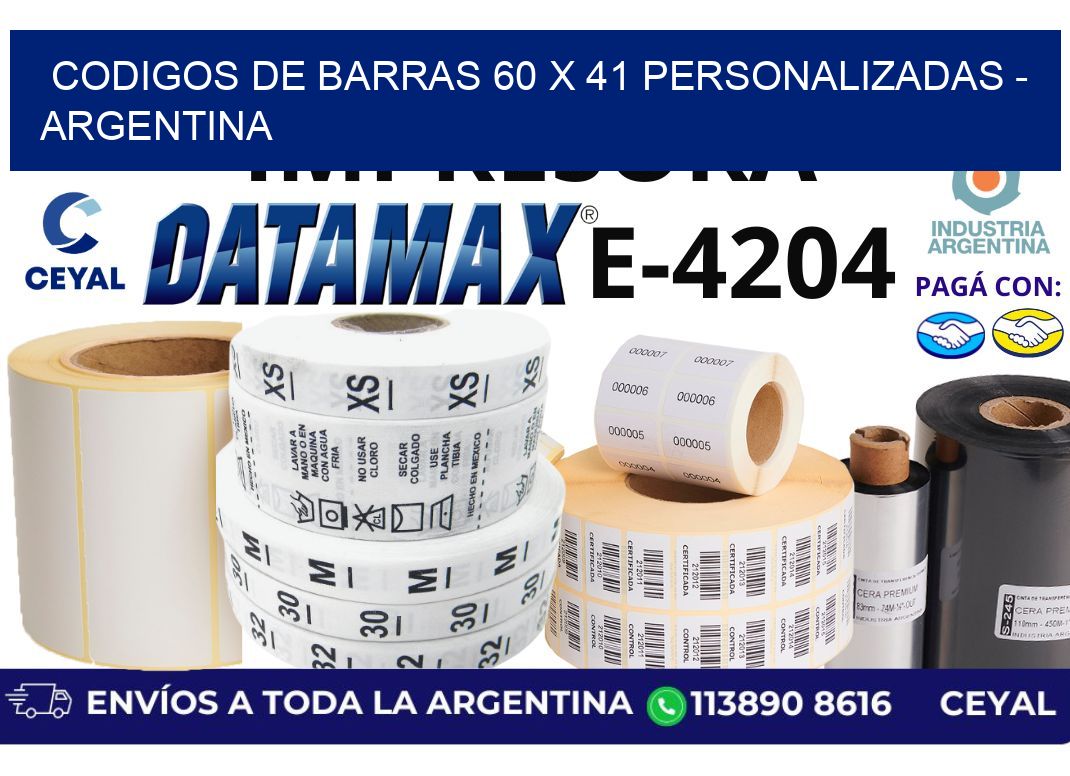 codigos de barras 60 x 41 personalizadas - Argentina