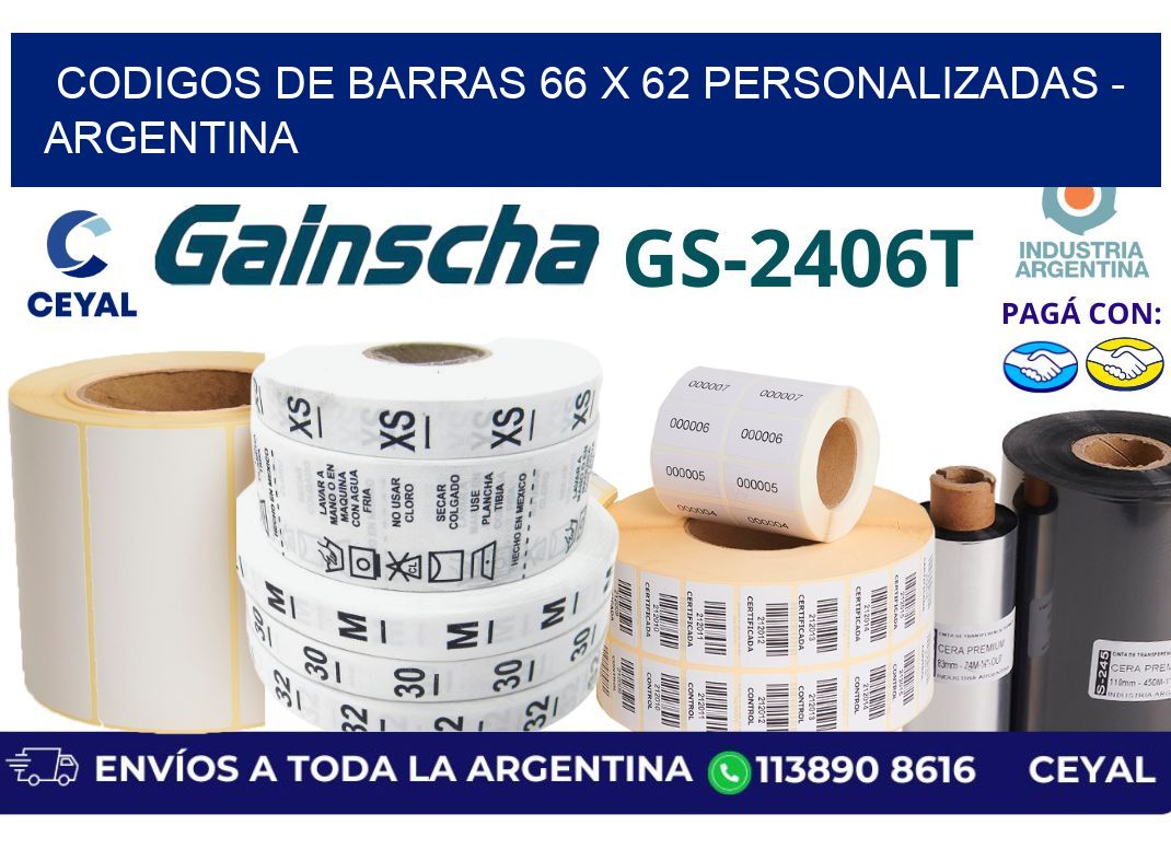 codigos de barras 66 x 62 personalizadas - Argentina