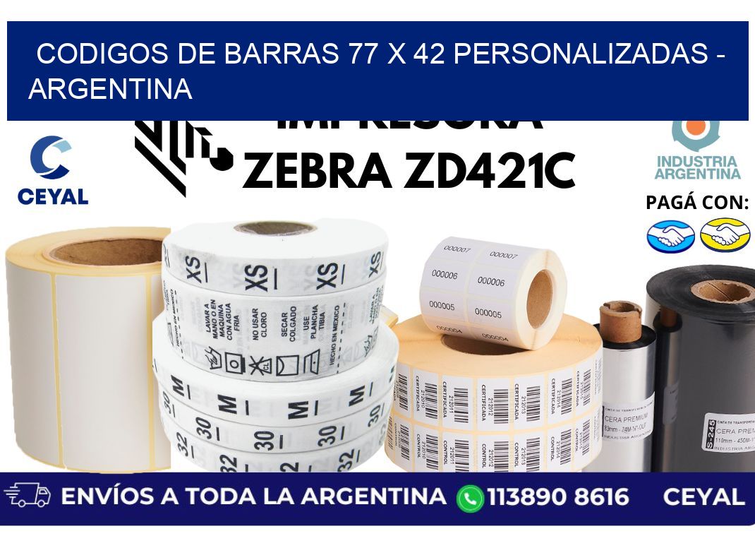 codigos de barras 77 x 42 personalizadas - Argentina