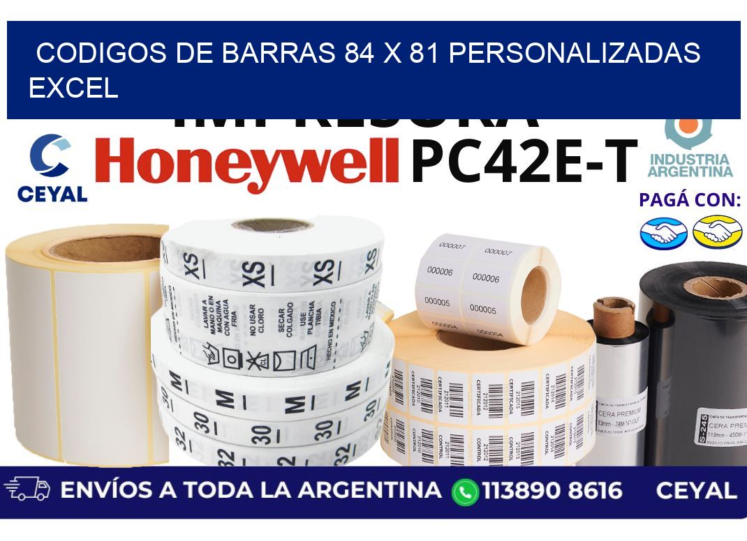 codigos de barras 84 x 81 personalizadas excel
