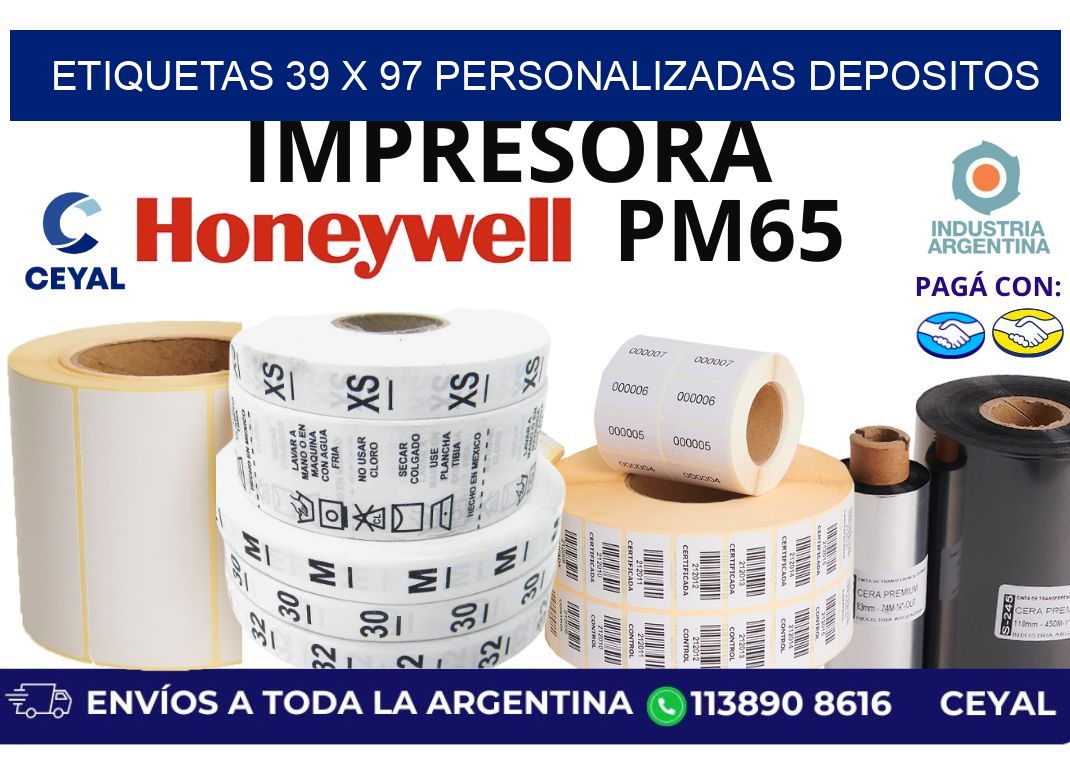 etiquetas 39 x 97 personalizadas depositos