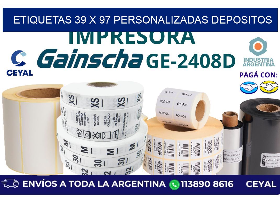 etiquetas 39 x 97 personalizadas depositos