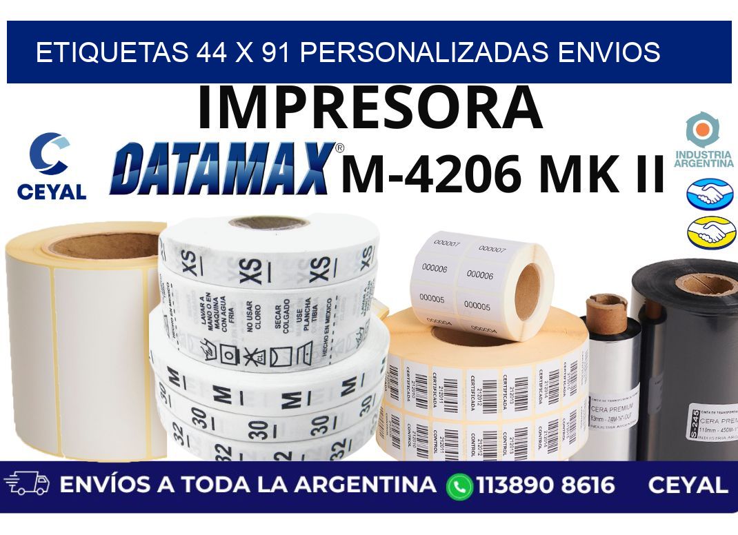 etiquetas 44 x 91 personalizadas envios