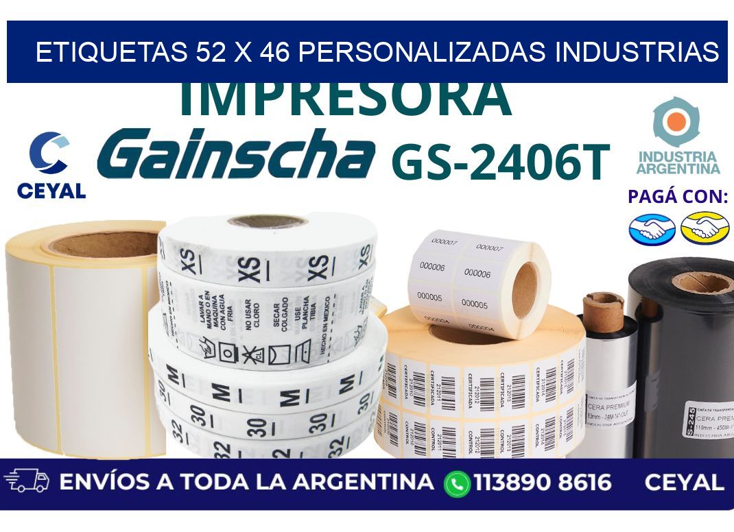 etiquetas 52 x 46 personalizadas industrias