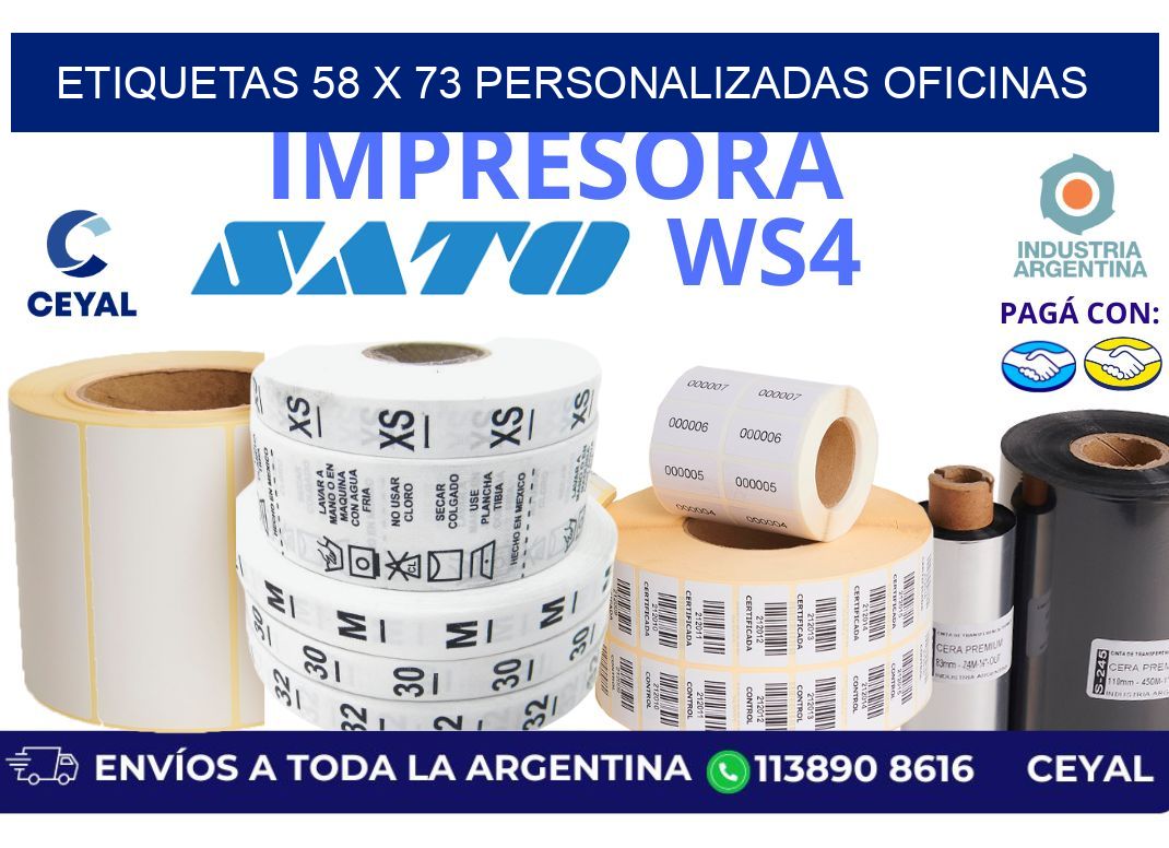 etiquetas 58 x 73 personalizadas oficinas